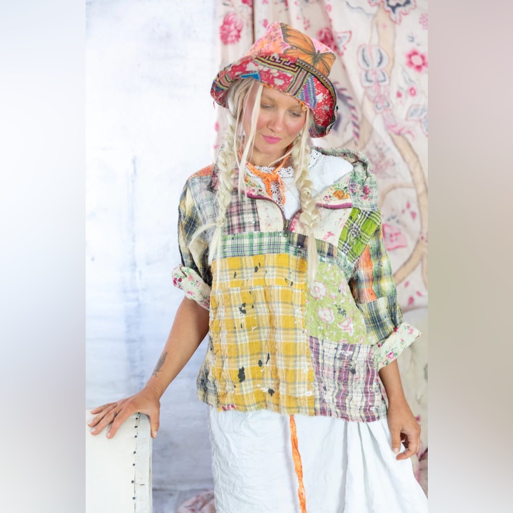 Magnolia Pearl Patchwork Asher Pullover Jacket 1512 in Madras Rainbow